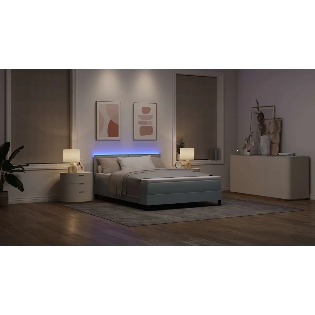 Letto a molle con materasso Grigio chiaro 160 x 200 cm Tessuto