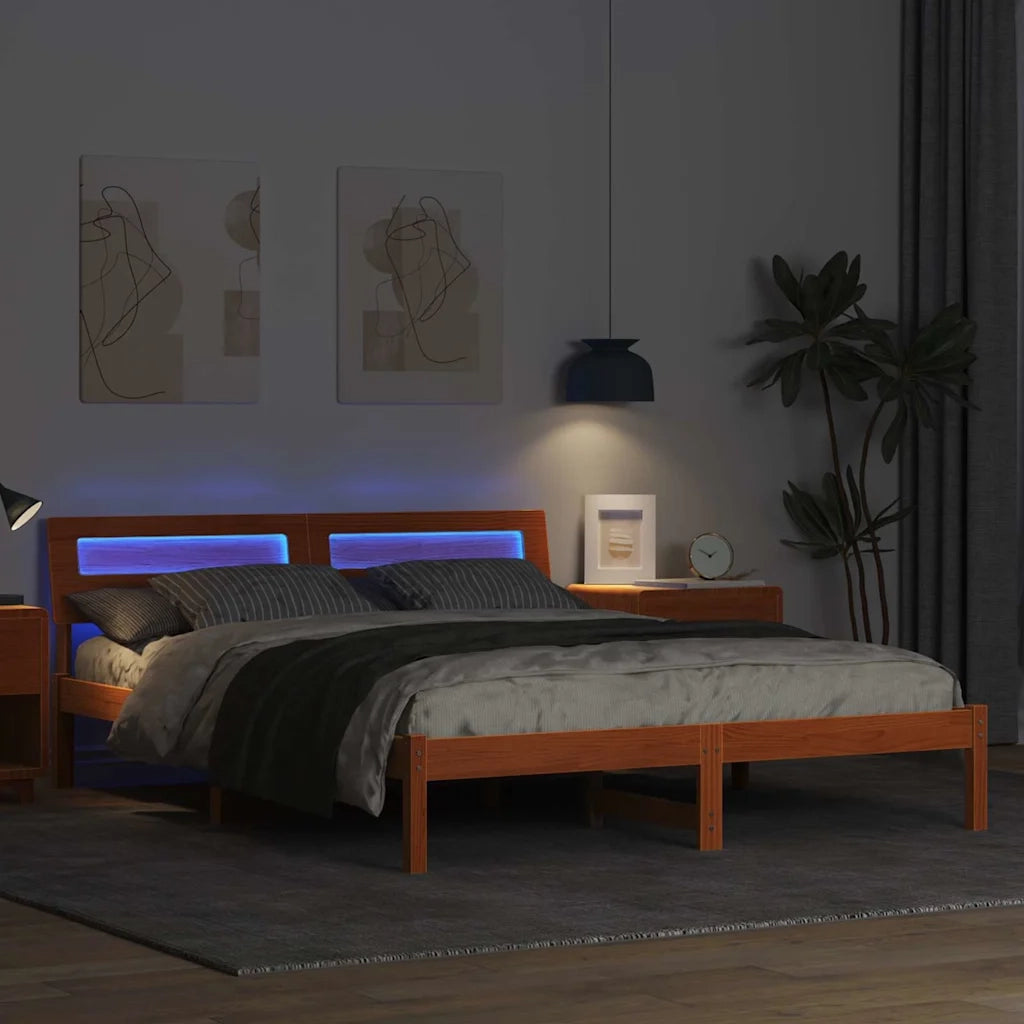 Letto matrimoniale | Letto per adulti | Struttura del letto Marrone cerato 160 x 200 cm Pino massello