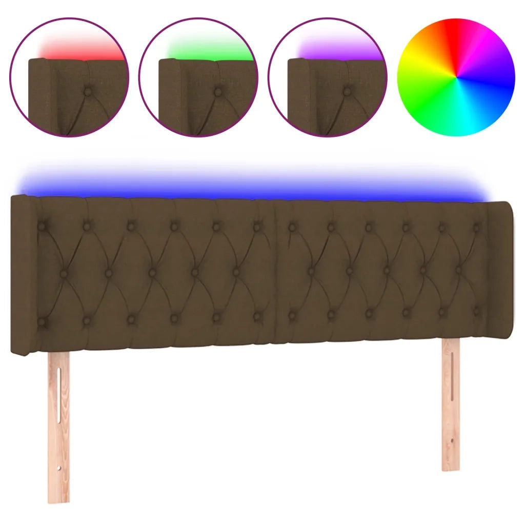 Testiera a LED Marrone Scuro 163x16x78/88 cm in Tessuto 3123581