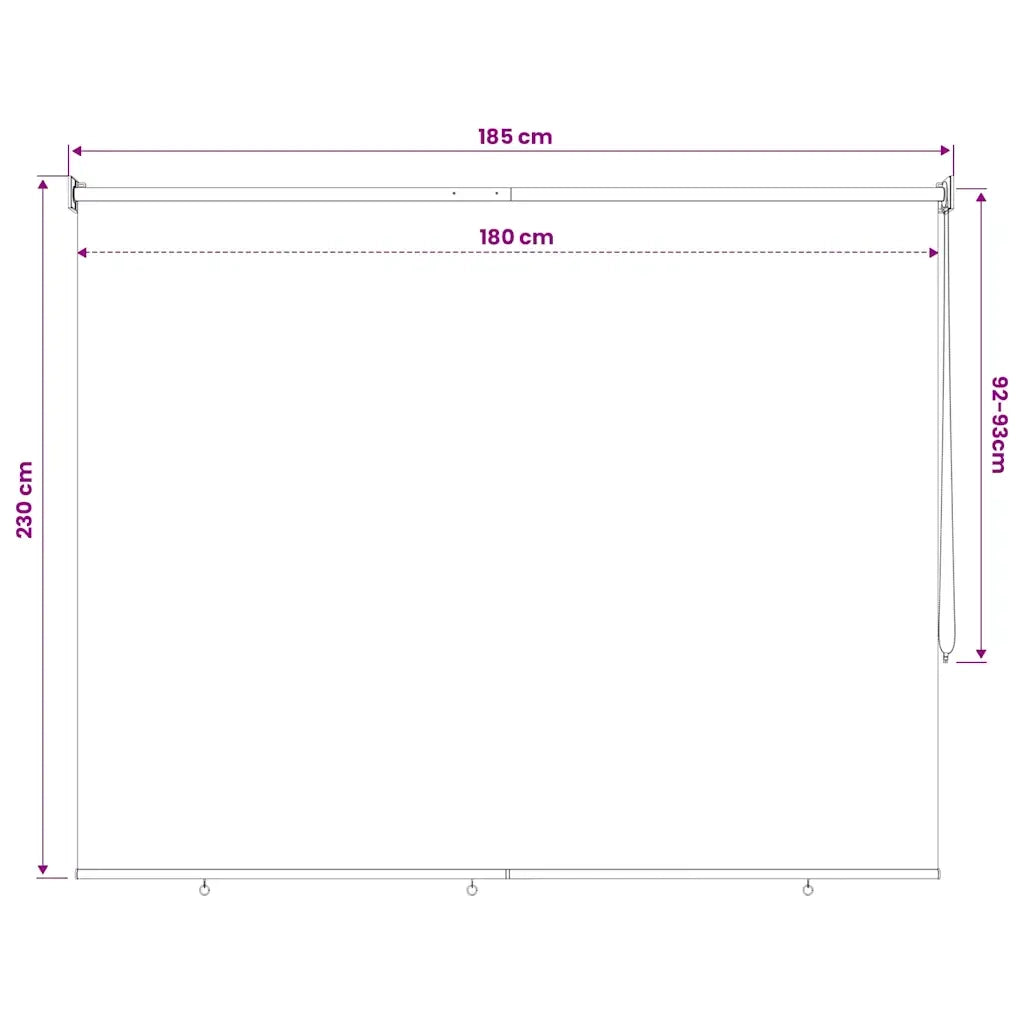 Tenda a Rullo per Esterni 185(L)x230(A) cm color crema 43453
