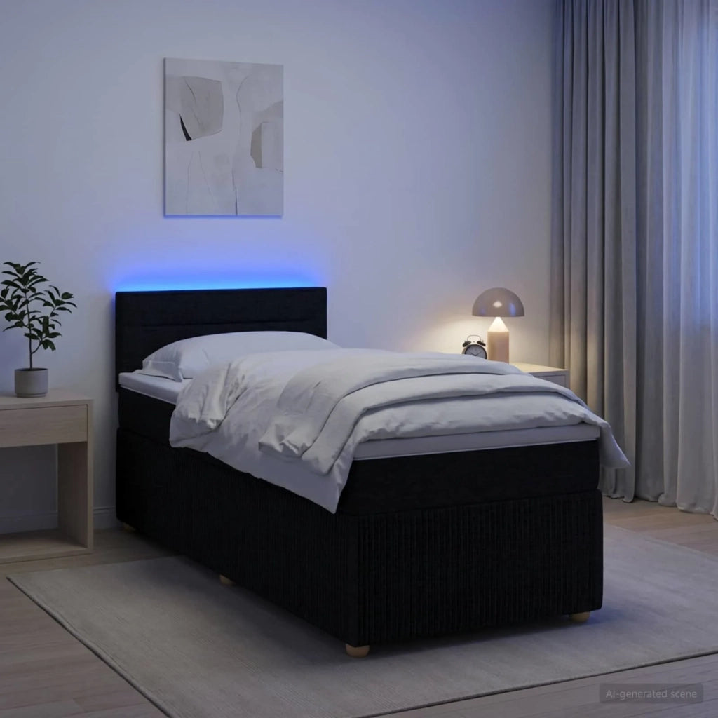 Letto box spring con materasso Nero 80 x 200 cm Tessuto 3452794
