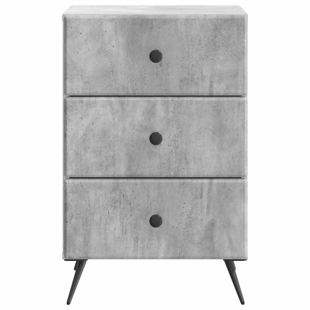 Comodino | Armadio da Notte | Mobiletto da notte con cassetto Grigio Cemento 43 x 41 x 66,5 cm
