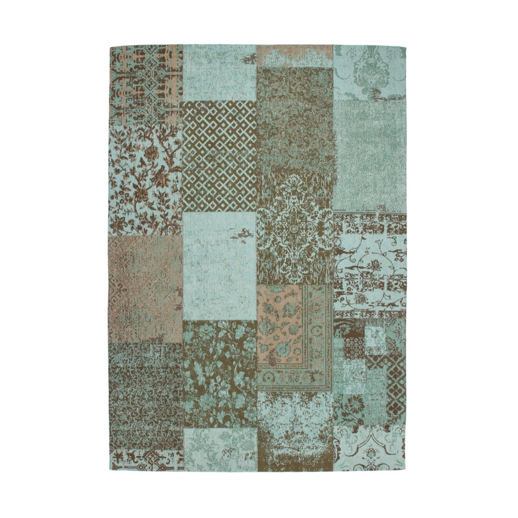 Tappeto Jacquard 150 Turchese in Cotone a Patchwork