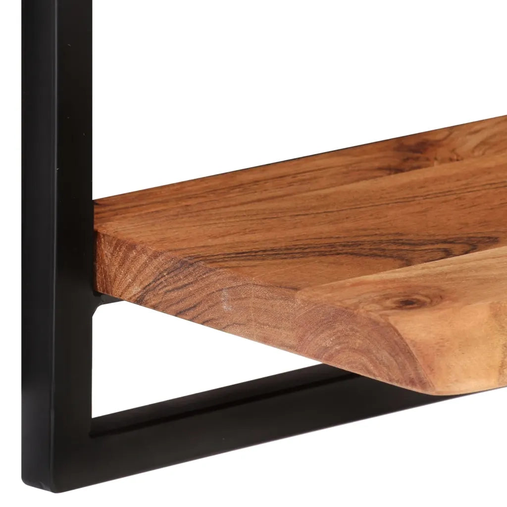 2 pz Mensole Parete | Mensola sospesa 40x24x35 cm Legno Massello Acacia e Acciaio