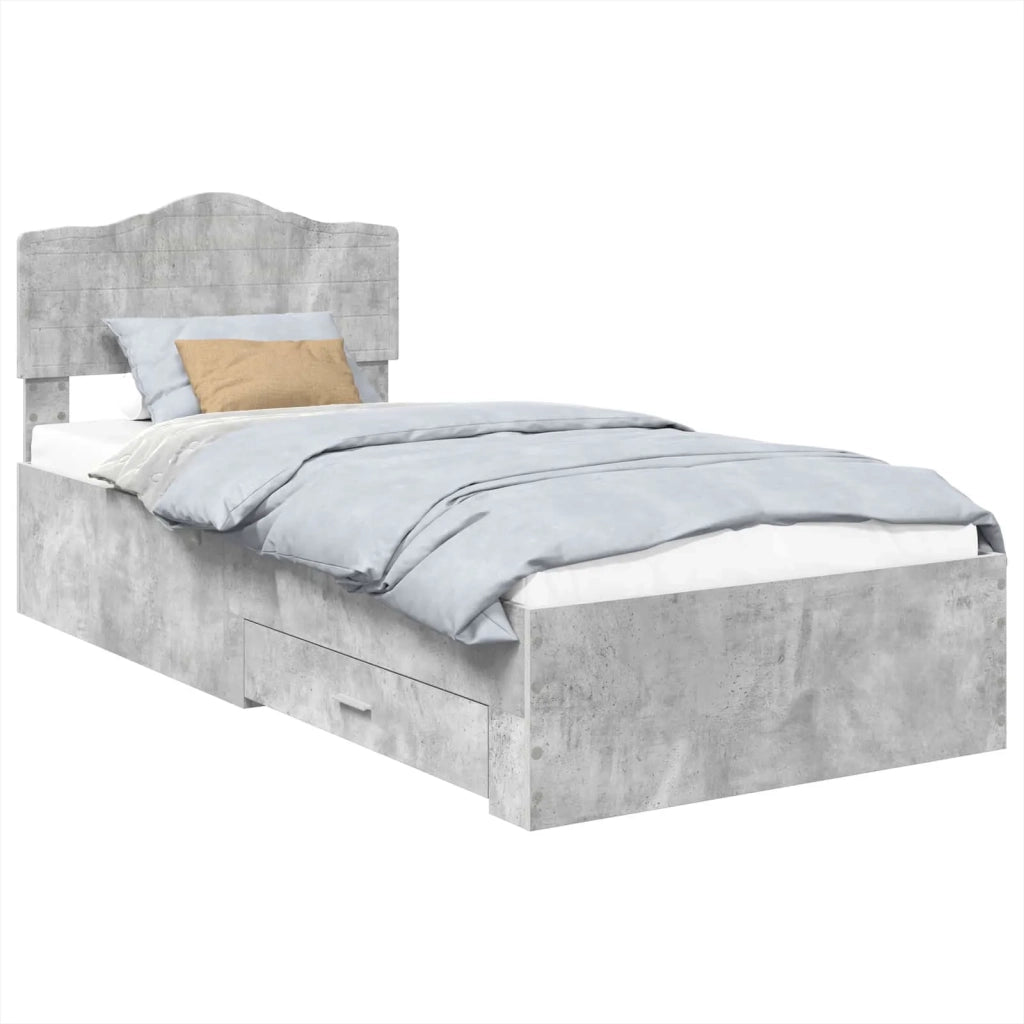 Letto singolo | Letto per adulti | Struttura del letto con testiera Grigio cemento 90 x 200 cm