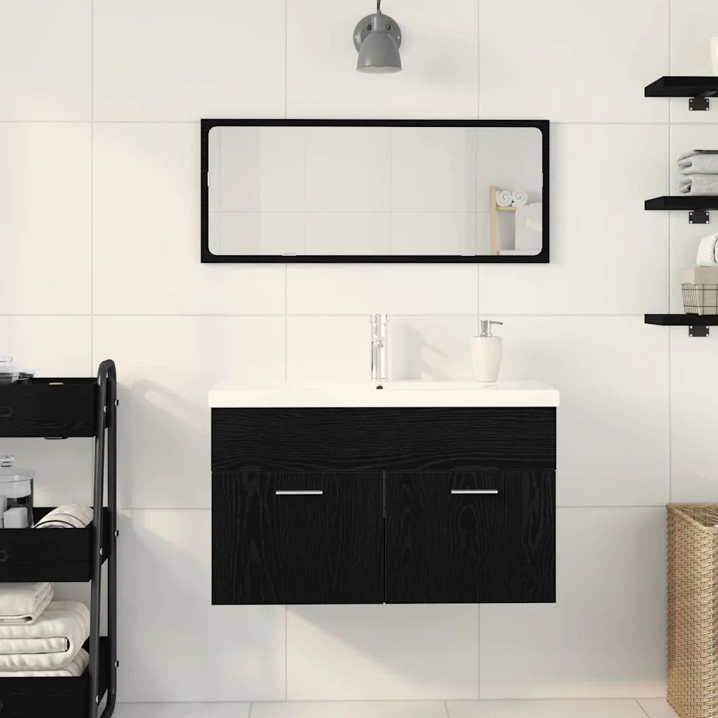 Mobile da Bagno Rovere Nero 90 x 38,5 x 46 cm Legno multistrato 3333136