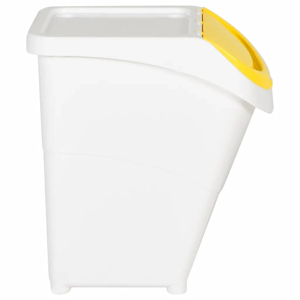 Cestini per Rifiuti Impilabili con Coperchi 3pz Bianchi PP 120L 364070