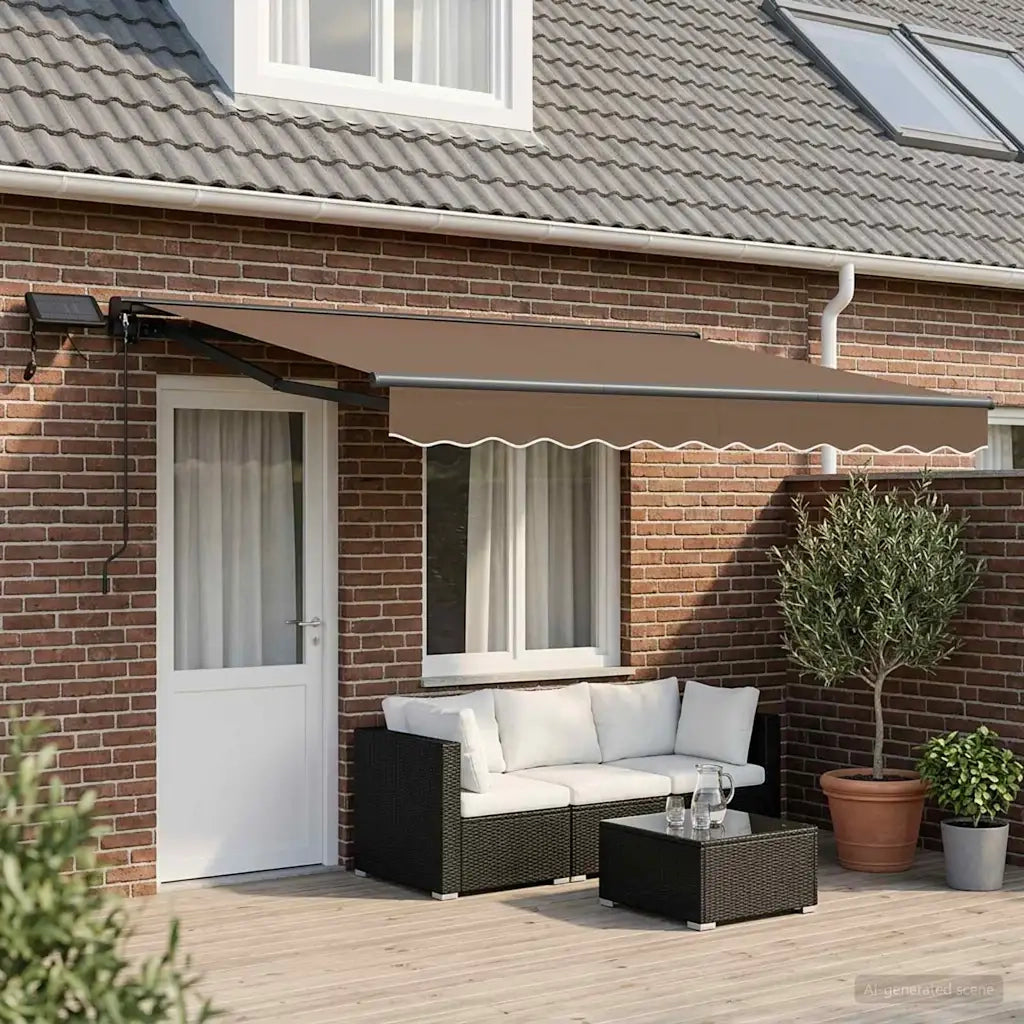 Cornice per Tenda Manuale con LED Tortora 5 x 3 m 3426398