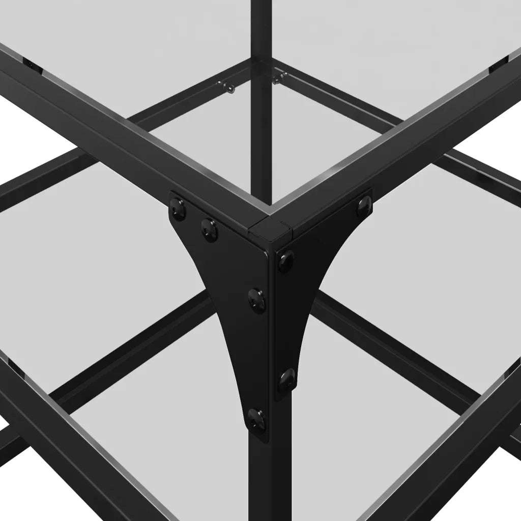 Tavolino Salotto con Piano Vetro Trasparente 40x40x45cm Acciaio 846003