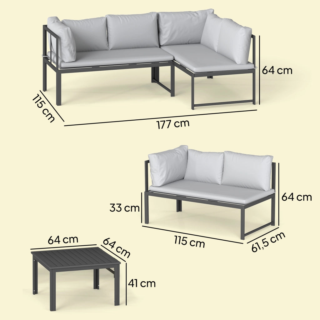 Set divani da giardino 4 posti con cuscini ¨C Zephmum ¨C Grigio, Polyrattan
