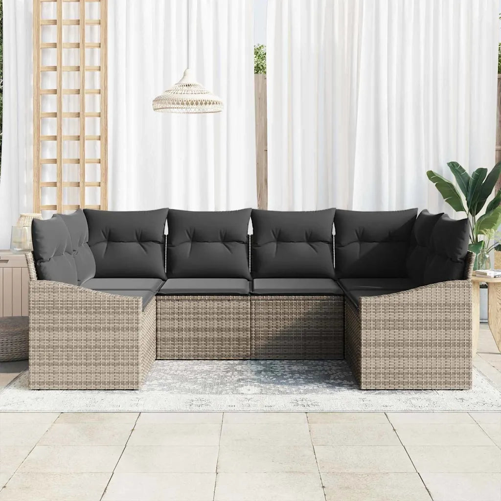 Set Divano da Giardino 6 pcs Grigio polyrattan 3355528