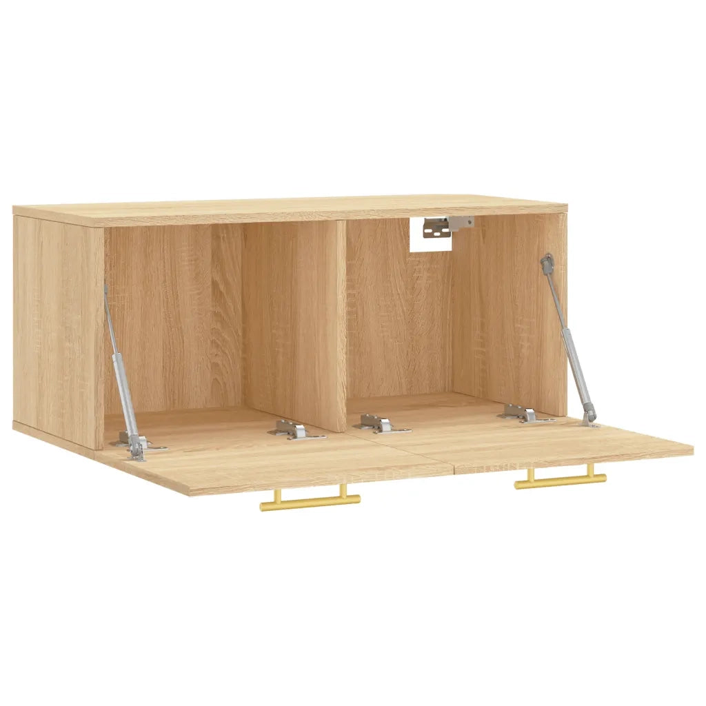 Mobile contenitore decorativo moderno a parete 80 x 36,5 x 35 cm realizzato in legno composito di rovere Sonoma 02_0048857