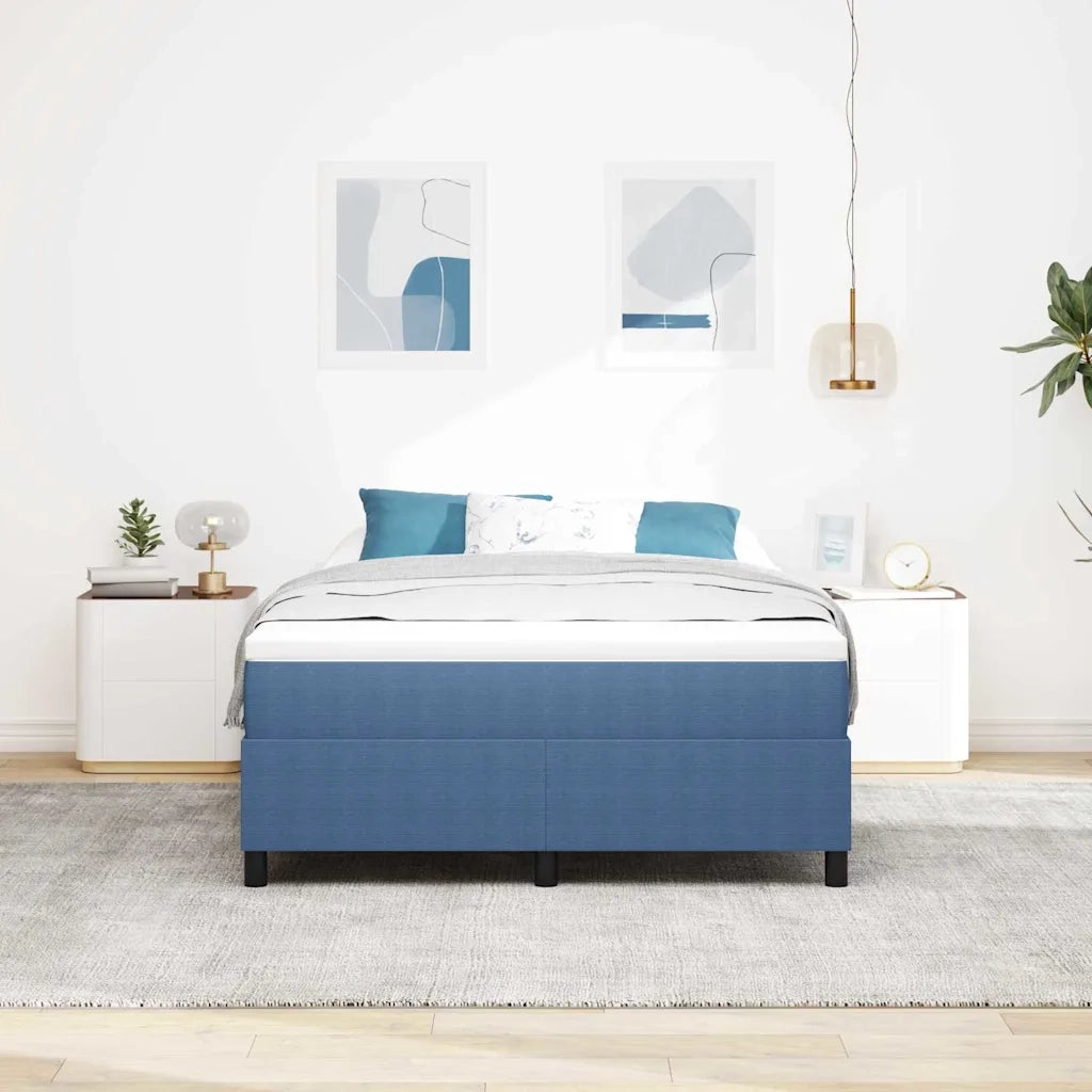 Letto a molle Blu e Bianco 160 x 200 cm Tessuto in Cords 3337475