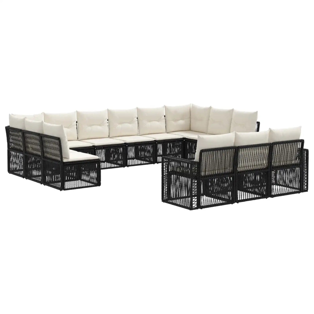 Set Divano da Giardino 13 pz Nero e Bianco Crema polyrattan 3435274