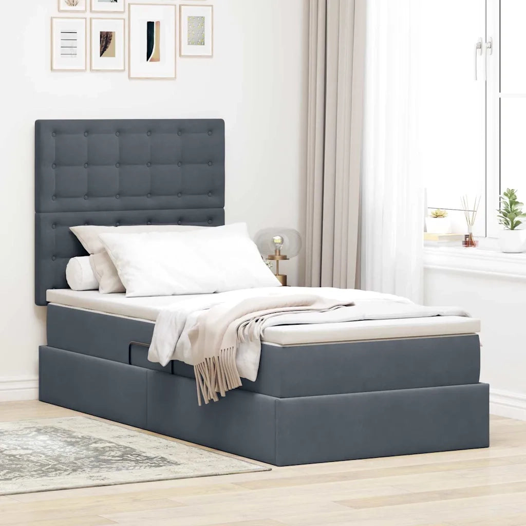 Letto con contenitore e materasso Grigio scuro 100 x 200 cm 3372130