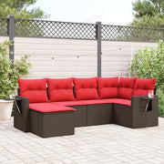 Set Divani da Giardino 6 pz con Cuscini Marrone in Polyrattan 3220463