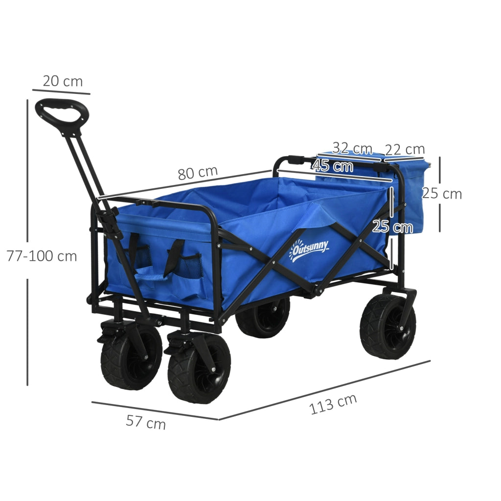 Carrello da Giardino 110L con Maniglia Telescopica e Borsa Termica 15L ¨C Xylo ¨C Acciaio Blu