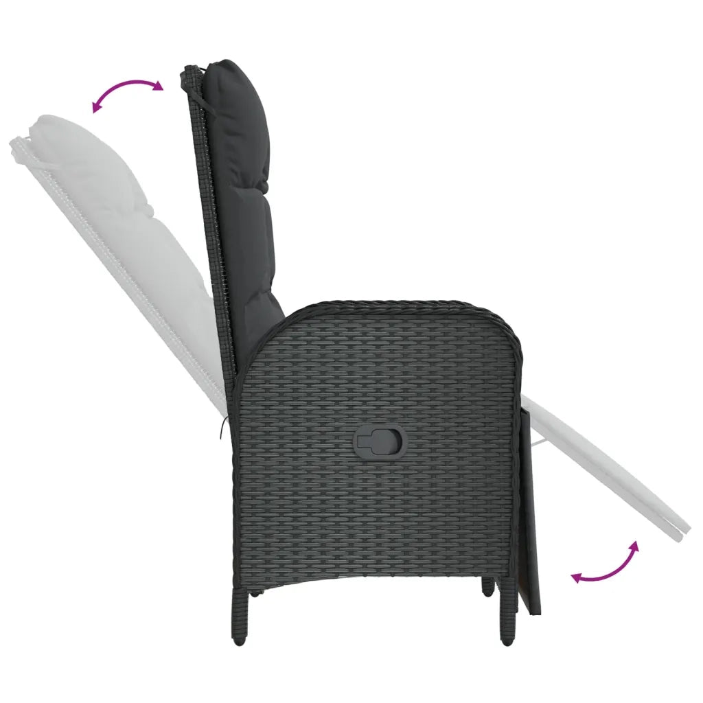 Set da Pranzo da Giardino 7 pz Nero con Cuscini in Polyrattan 3185066