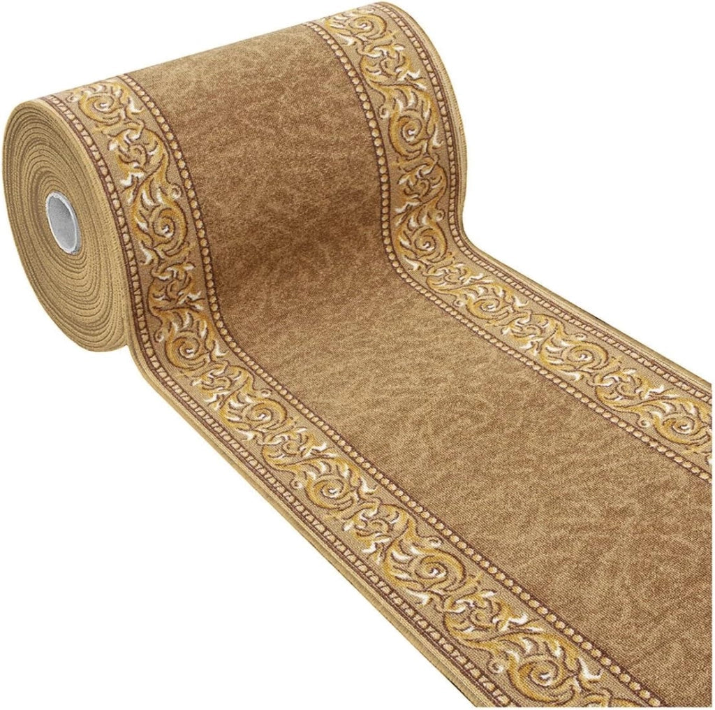 Passatoia Scala Bordata 67x1000 cm Ingresso Corridoio Tappeto Cucina Gradini Stile Barocco Beige