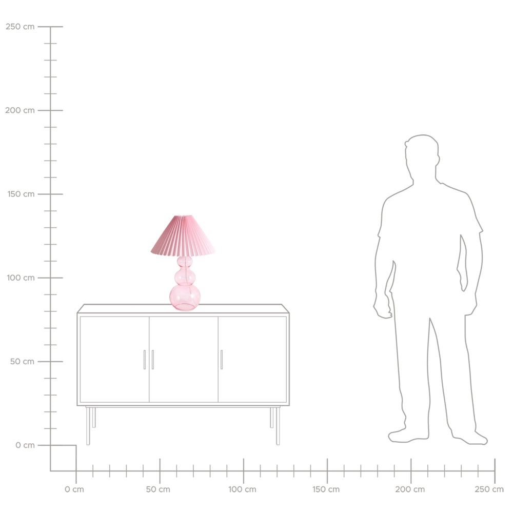 Lampada da tavolo decorativa Forma scultorea Base in vetro Paralume a campana Tessuto rosa stile moderno