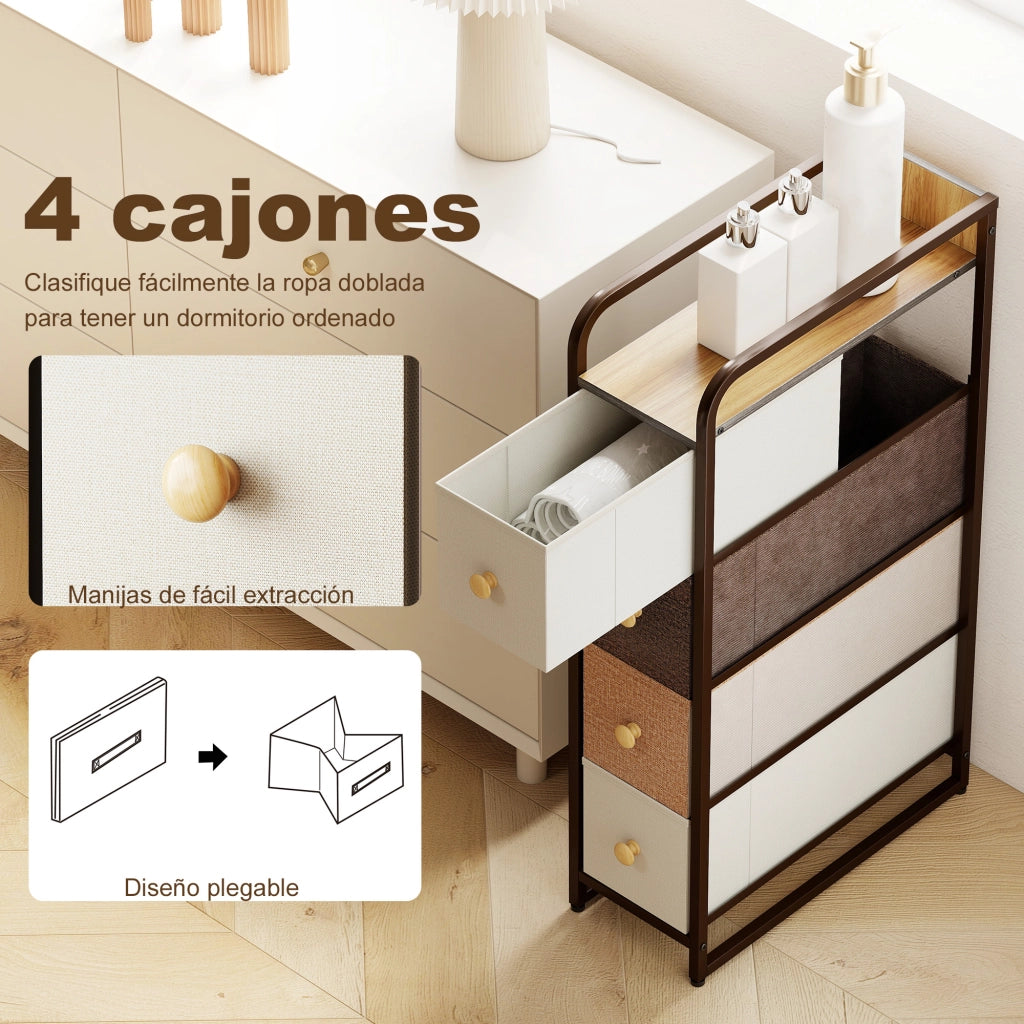 Cassettiera 4 Cassetti Tessuto Struttura Metallo ¨C zephmum ¨C Grigio 80x40x80