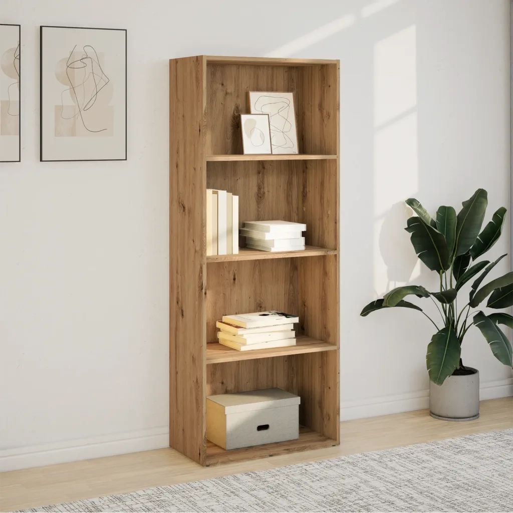 Libreria-Scaffale per Libri-Mobile di Stoccaggio Rovere Artigianale 60x30x152 cm in Legno Multistrato