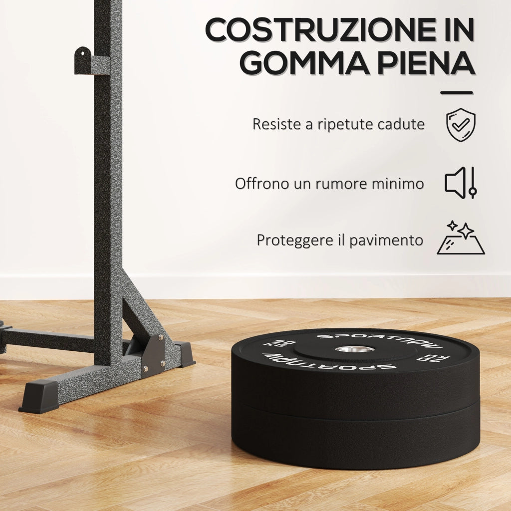 Dischi Pesi 20kg in Gomma ¨C Xylo ¨C Foro 5cm per Manubri e Bilancieri, Nero