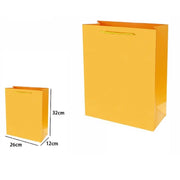 Trade Shop - Set 3 Pz Buste Borsa Regalo Sacchetti 32x26x12cm 69916 Giallo Con Manico Cordino -