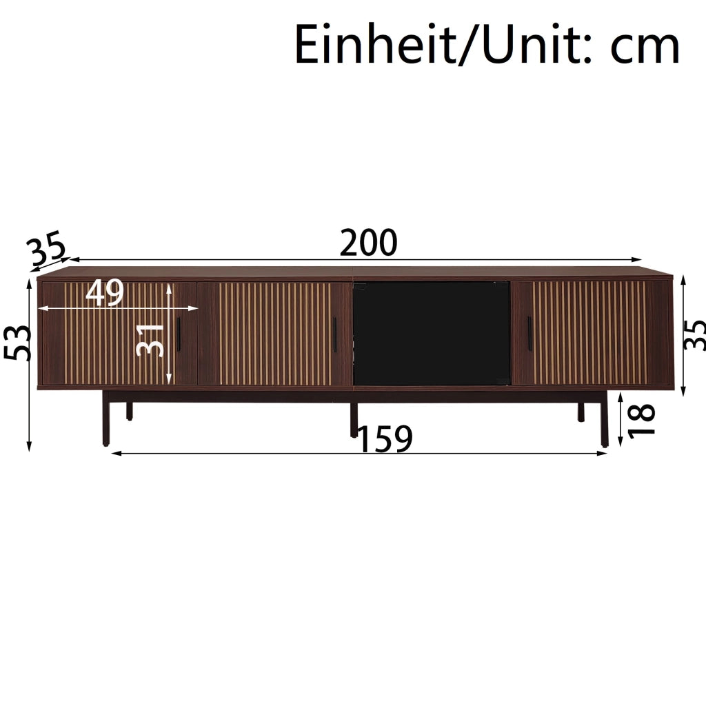 MOBILE TV 200x35x53 cm con LED Bluetooth MDF Nero e Noce