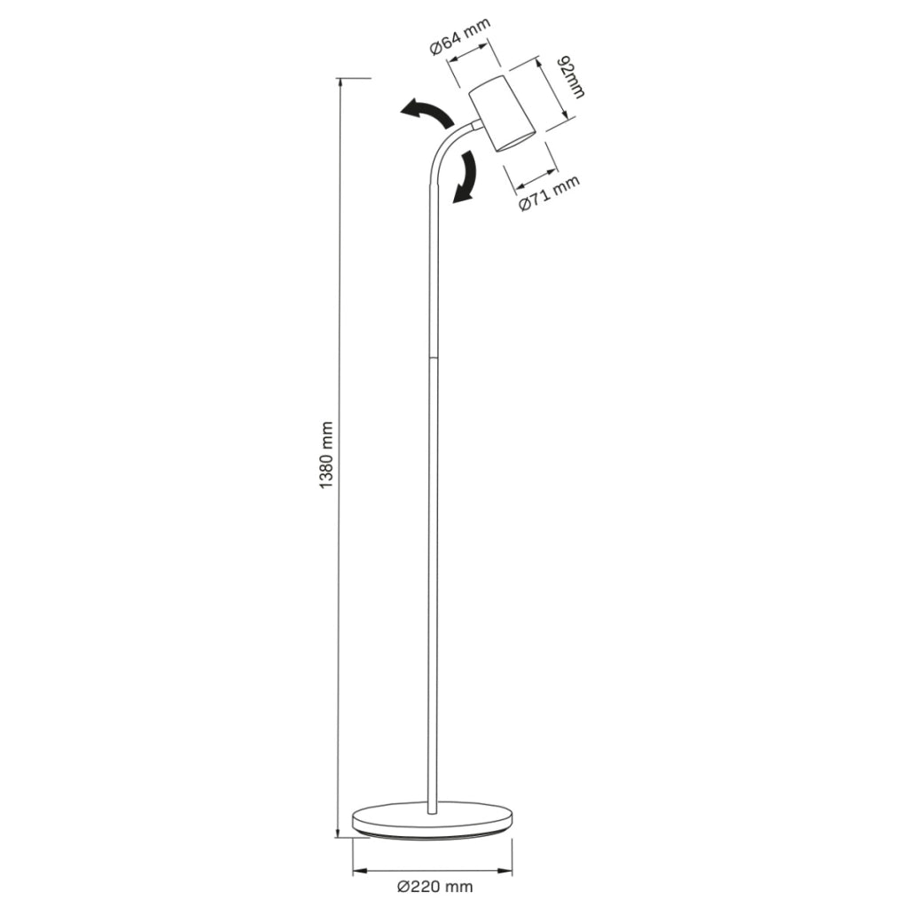 Lampada da terra Felix moderna nera spot GU10 1x9W Polux