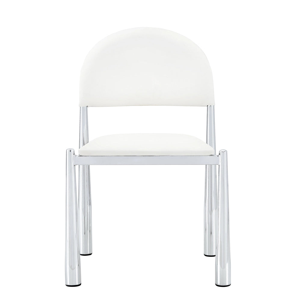 2 Sedie da Pranzo Moderne in PU Bianco, Sedie Imbottite con Schienale Semirotondo e Gambe in Metallo