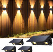 Lampada per parete esterna alimentata da energia solare - Set da 4 - Impermeabile - Luce calda bianca