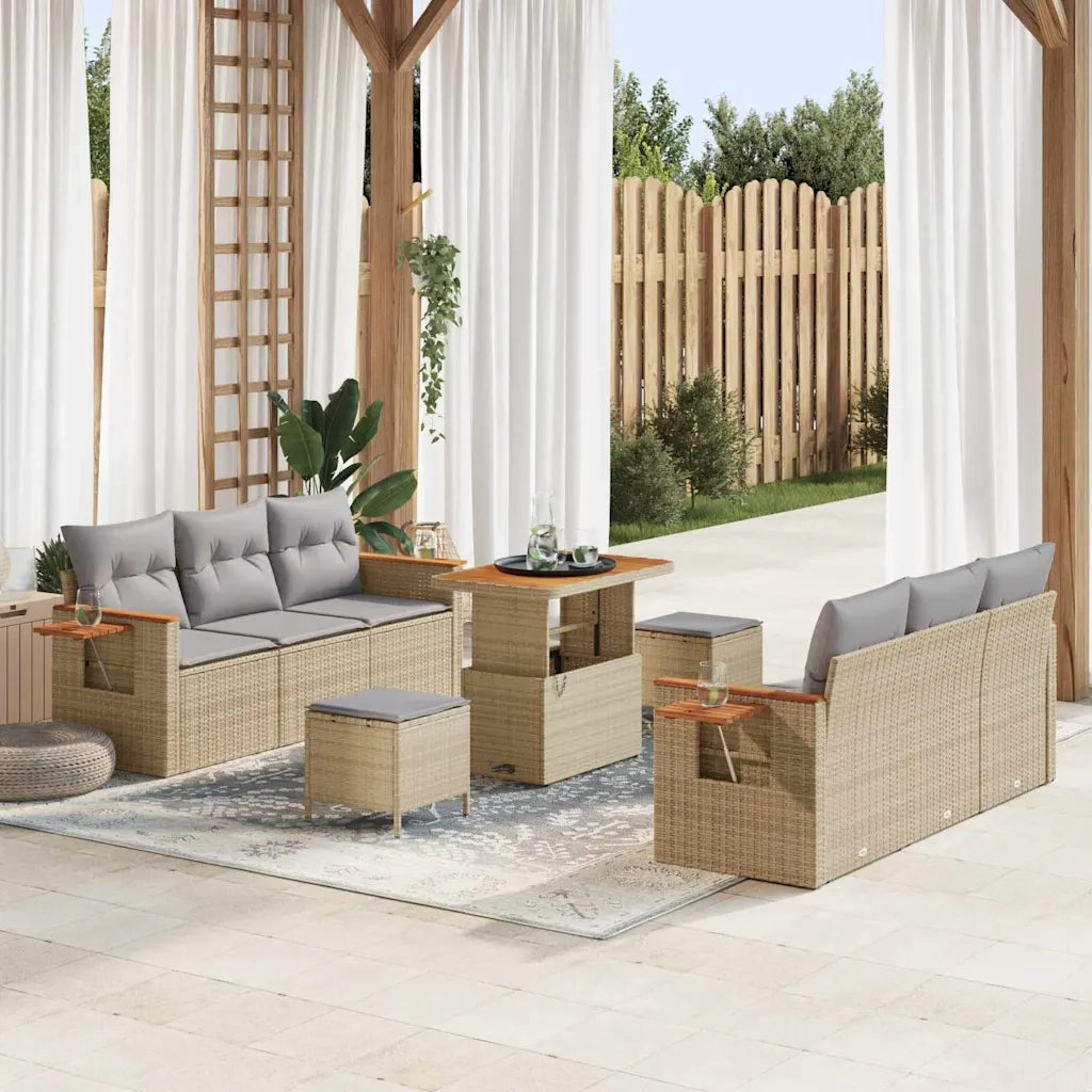 Set Divano da Giardino 11 pcs Beige e Grigio Chiaro polyrattan