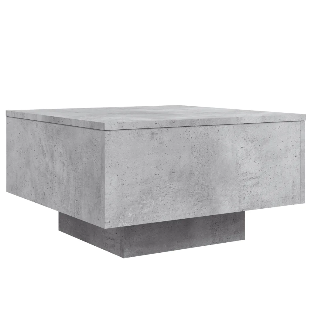 Tavolino da Soggiorno con Luci LED-Tavolino da Salotto-Tavolo Grigio Cemento 55x55x31 cm