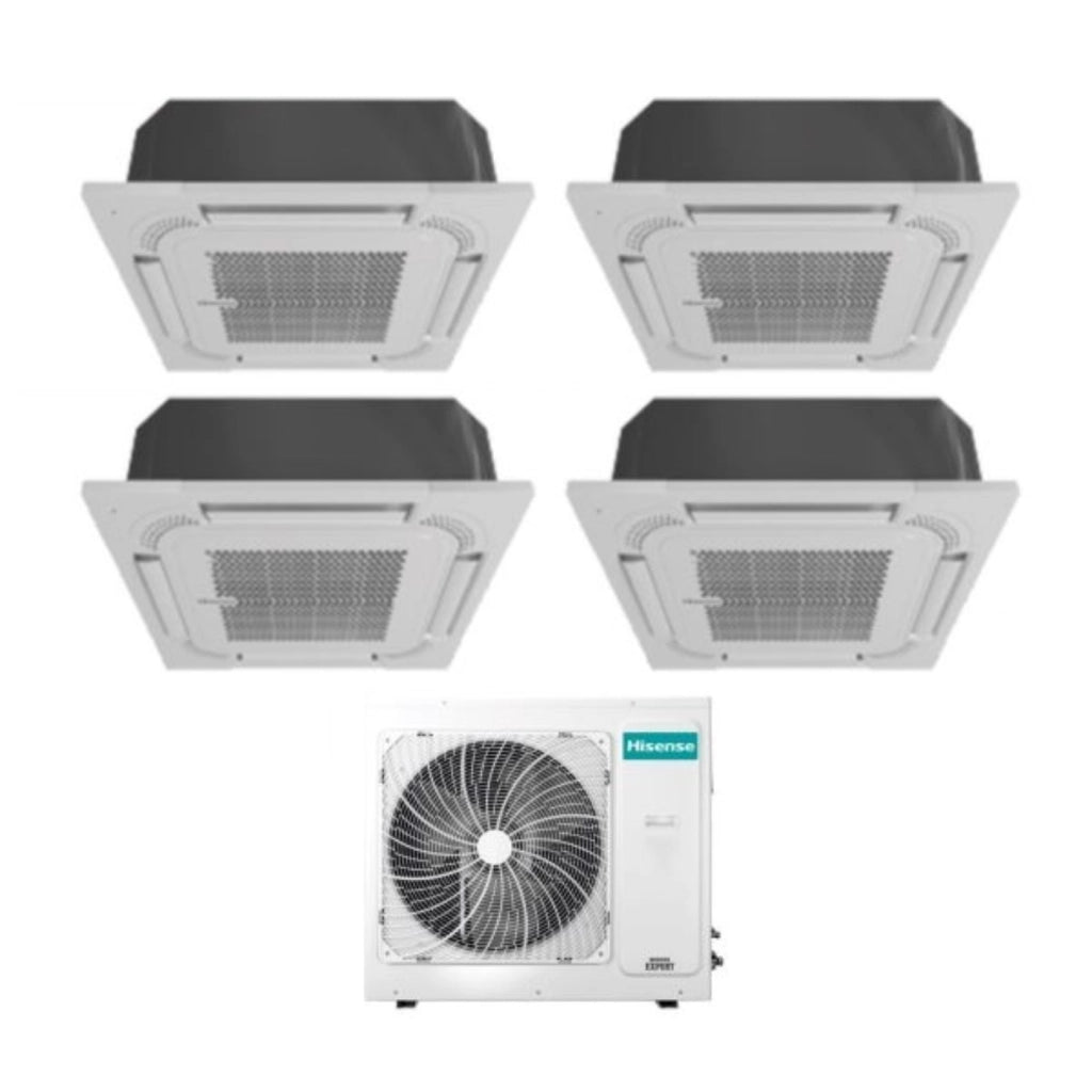 Condizionatore Quadri Split a Cassetta Hisense 9+12+12+12 con 5AMW105U4RQC R-32 Wi-Fi Optional con Telecomando e Pannello