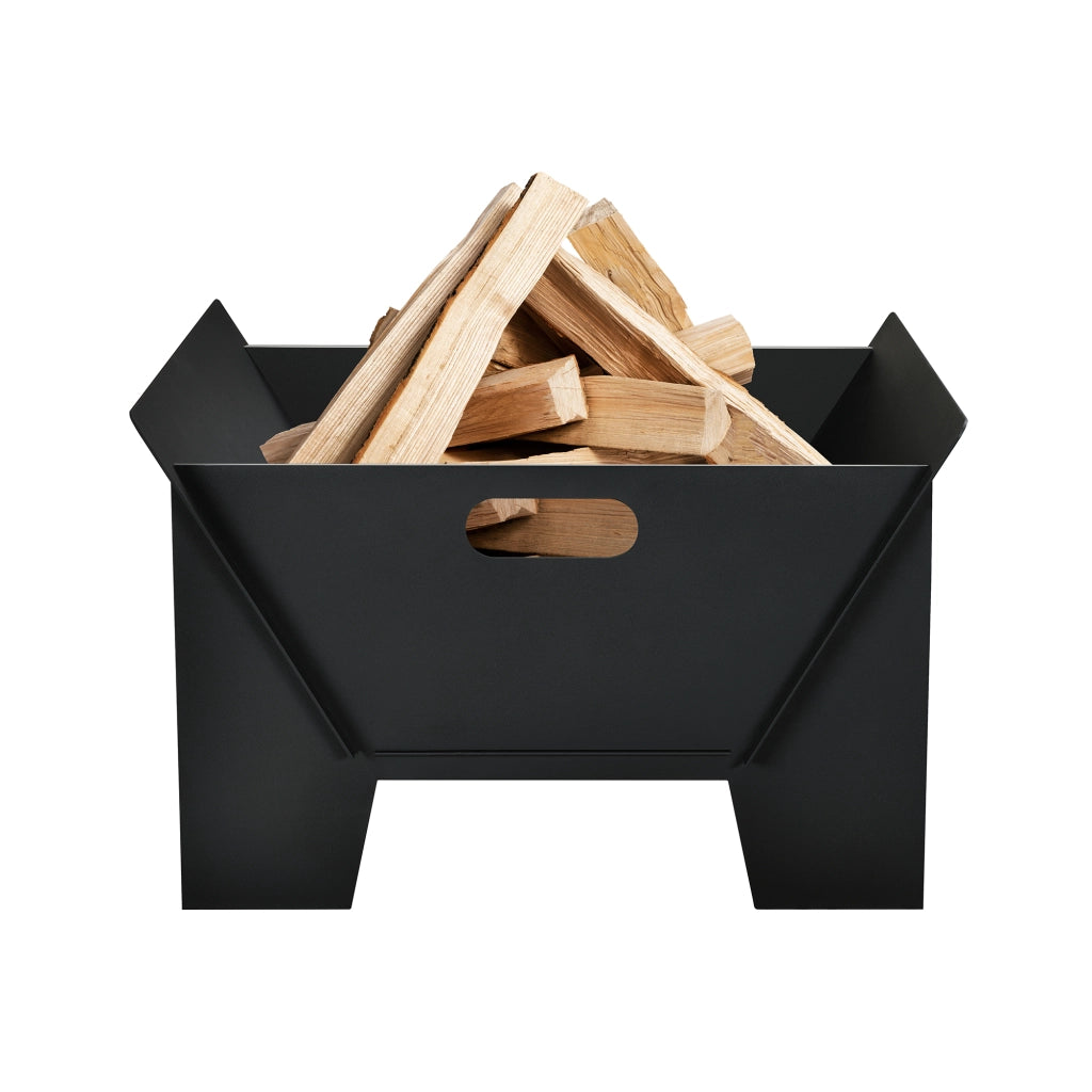 Braciere Aperto da Esterno 'Eidskog' Camino Portatile di Forma Quadrata - Nero [casa.pro]