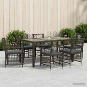 Set da pranzo per esterni 7 pz Nero polyrattan 3448937