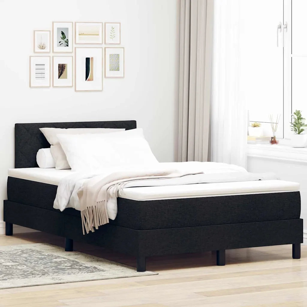 Letto a molle con materasso con led Nero 120 x 200 cm Tessuto