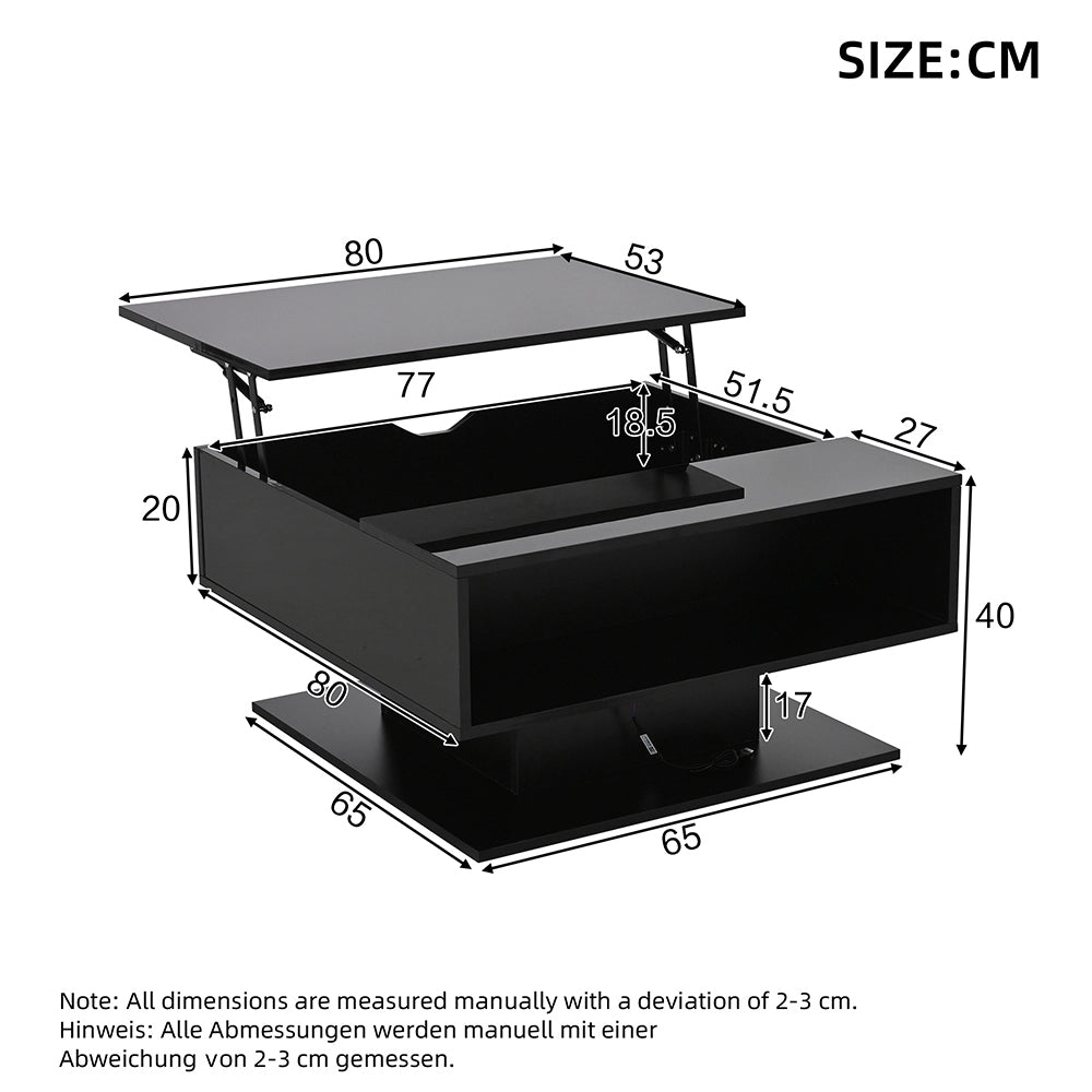 Tavolino idraulico - Xylo - 80x77cm design geometrico nero