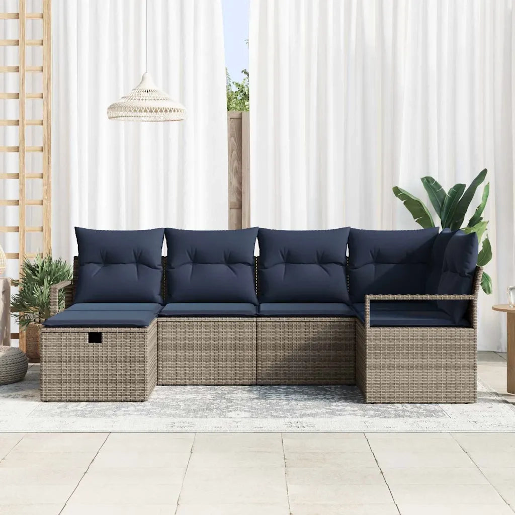 Set di divani con cuscino Grigio e Blu Navy polyrattan 3359184