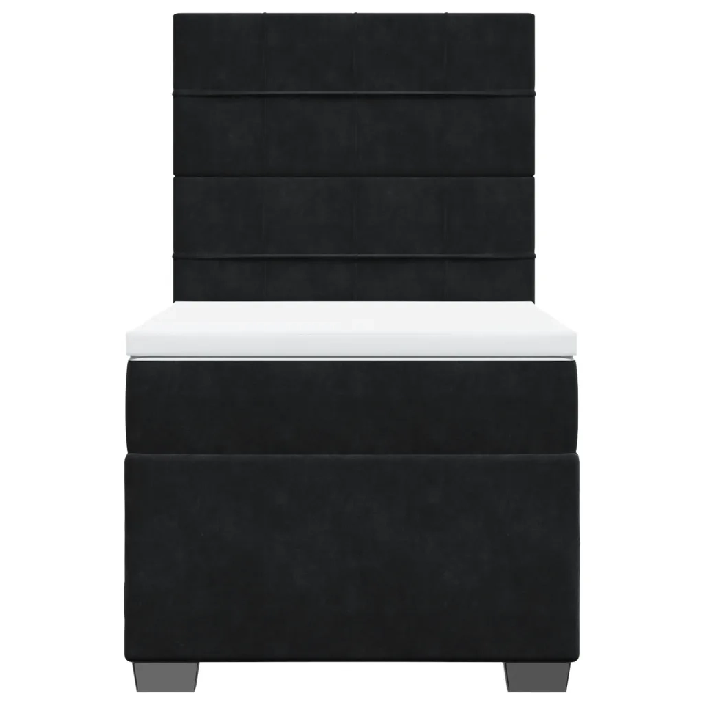 Giroletto a Molle con Materasso Nero 90x200 cm in Velluto