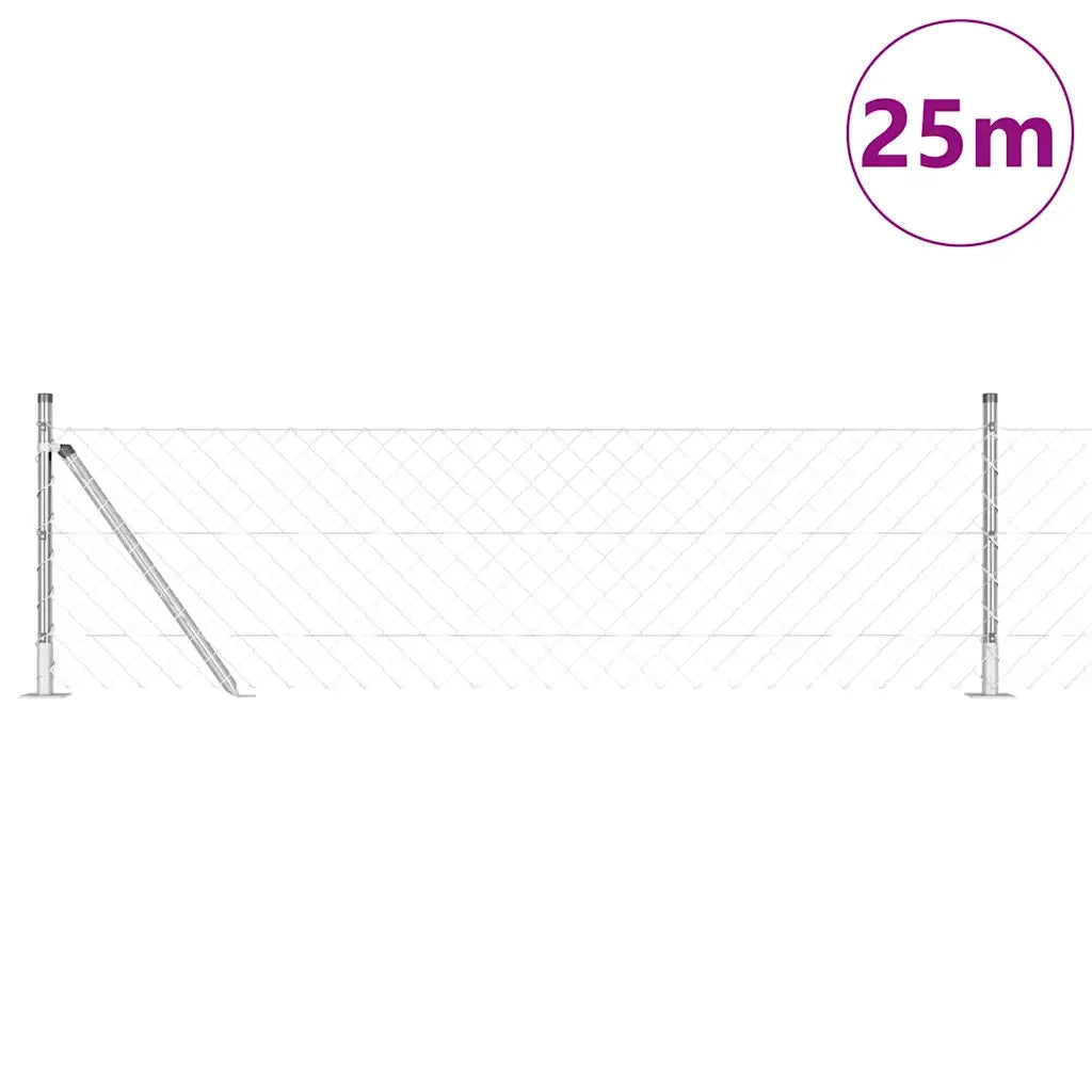Palo della recinzione | Pannello per recinzione Argento 25 x 0,4 m (rete 60 x 60 mm)
