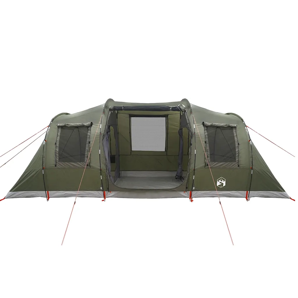 Tenda Familiare a Tunnel per 6 Persone-Tenda da campeggio Verde Oliva Impermeabile 230029