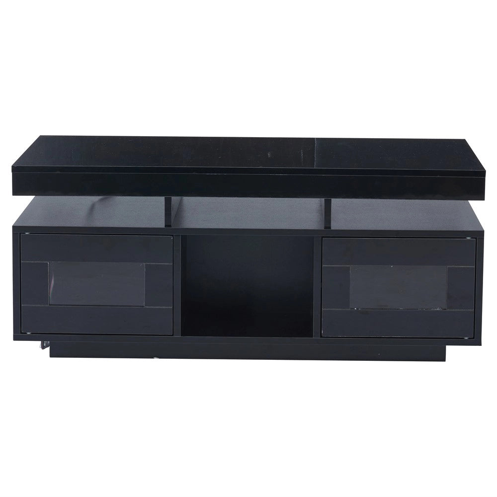 Tavolino da Caff¨¨ con LED e Vano ¨C MINIMAL ¨C Nero Lucido 100x50x43