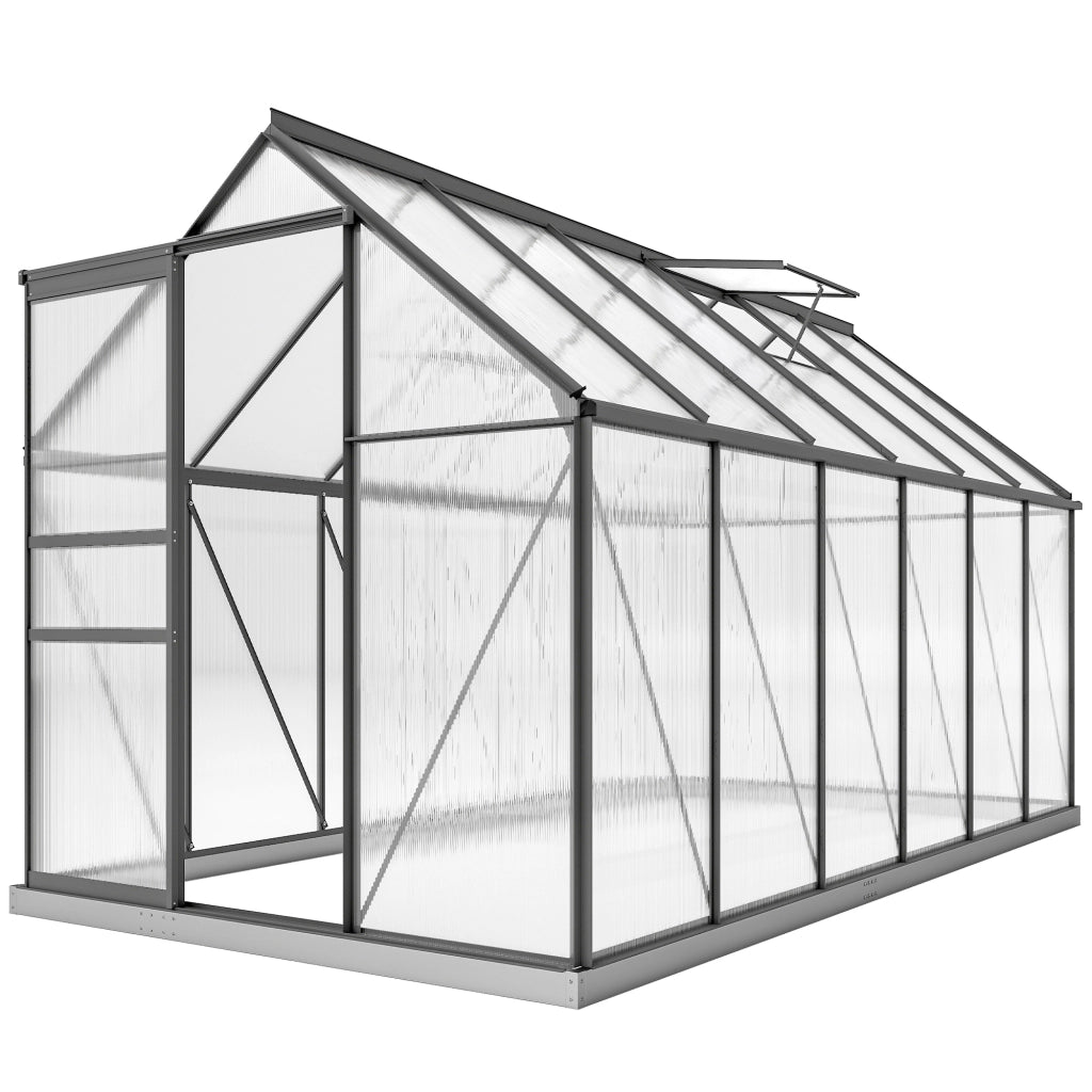 Serra da giardino in alluminio e policarbonato ¨C Xylo ¨C con finestra regolabile e porta scorrevole 190x375x199cm