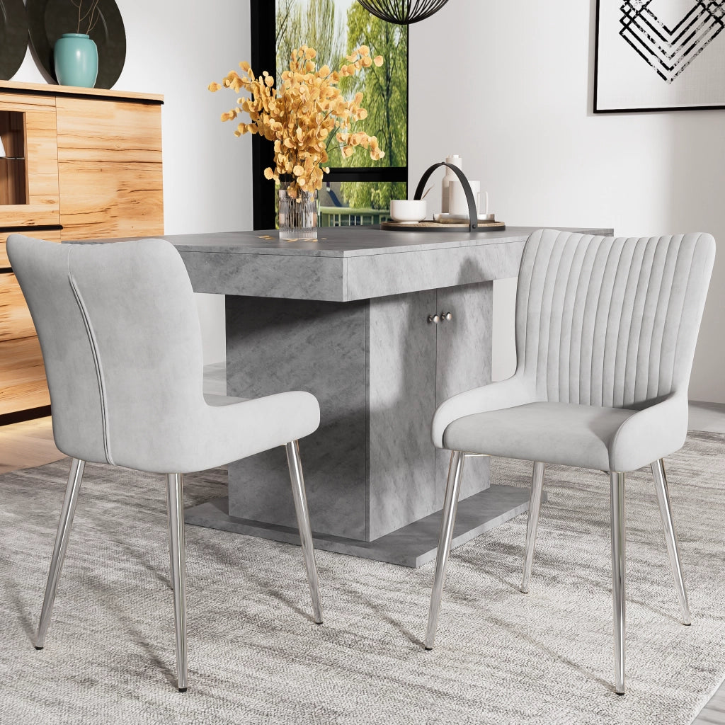 Set di 2 sedie da pranzo in velluto con gambe in metallo per soggiorno grigio