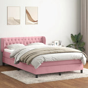Giroletto a Molle con Materasso Rosa 140x210 cm in Velluto 3317780