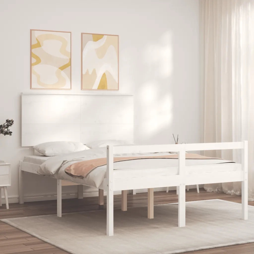 Letto per Anziani con Testiera Bianco 120x200 cm Legno Massello 3195477
