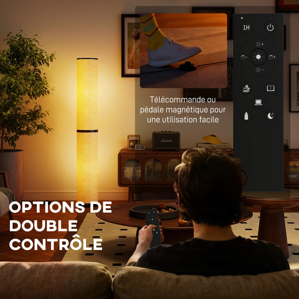 Lampada da terra LED ¨C zephmum ¨C Beige 20x135 cm con telecomando