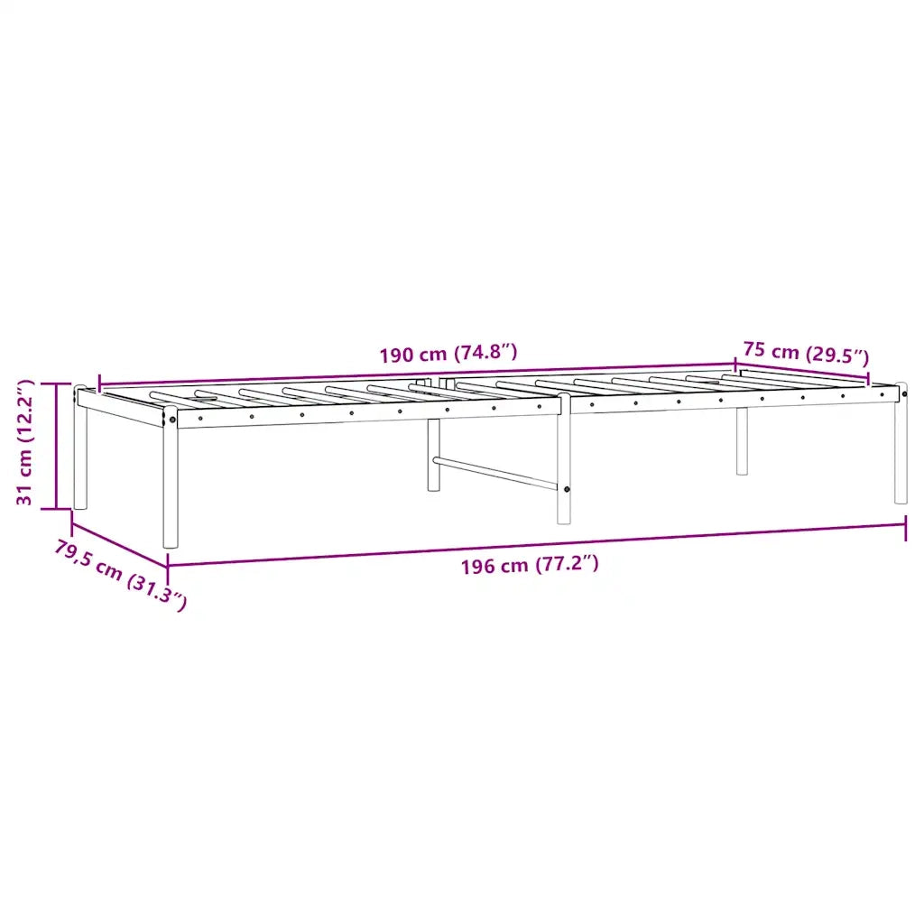 Giroletto-Struttura Letto in Metallo Bianco 75x190 cm 708470